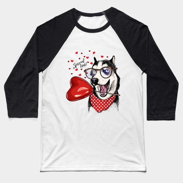 Spread Love Dog Baseball T-Shirt by AttireCafe